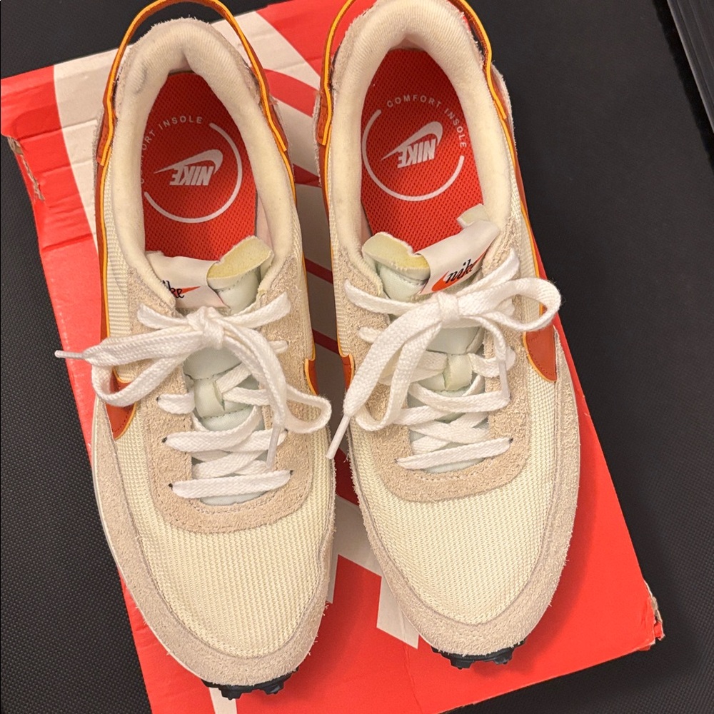Nike Waffle Debut Vintage Athletic Shoes in Cream and Orange